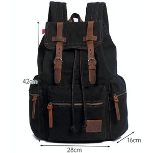 AUGUR 1039 Men Retro Canvas Backpack Shoulders Laptop Bag(Black)