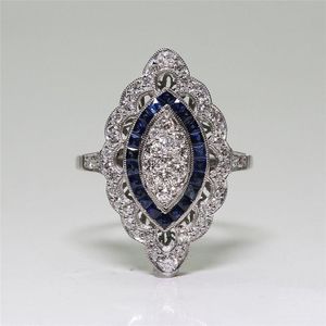 Women Sapphire Rhinestone Engagement Ring  Ring Size:10