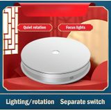 20cm Electric Rotating Turntable Display Stand LED Light Video Shooting Props Turntable  Power Plug:220V UK Plug(White)