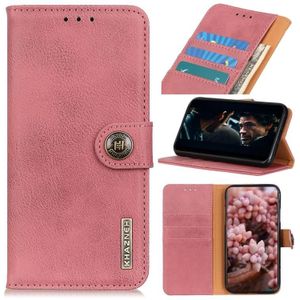 For Samsung Galaxy A02s (164mm US Version) KHAZNEH Cowhide Texture Horizontal Flip Leather Case with Holder & Card Slots & Wallet(Pink)