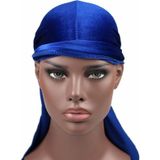 Velvet Turban Cap Long-tailed Pirate Hat Chemotherapy Cap (Sapphire Blue)