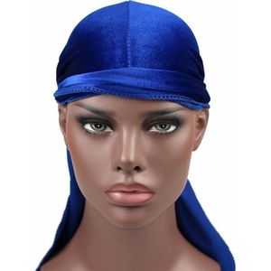 Velvet Turban Cap Long-tailed Pirate Hat Chemotherapy Cap (Sapphire Blue)