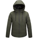 Men and Women Intelligent Constant Temperature USB Heating Hooded Cotton Clothing Warm Jacket (Color:Army Green Size:XXXL)