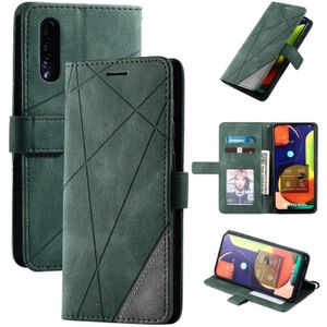 For Samsung Galaxy A50 Skin Feel Splicing Horizontal Flip Leather Case with Holder & Card Slots & Wallet & Photo Frame(Green)