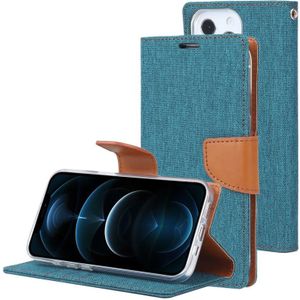 GOOSPERY CANVAS DIARY Cross Texture Horizontal Flip Leather Case with Holder& Card Slots & Wallet For iPhone 13 Pro Max(Green)