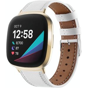 Voor Fitbit Versa 4/Sense 2 Ronde Staart Lederen Horlogeband (Wit)