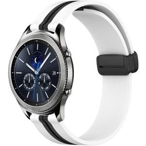 Voor Samsung Gear S3 Classic 22 mm opvouwbare magnetische sluiting siliconen horlogeband (wit + zwart)