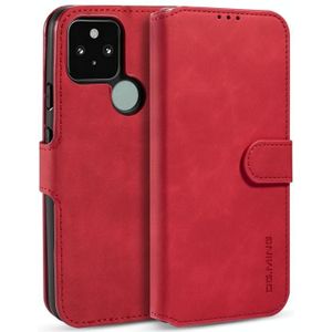 For Google Pixel 5 XL / Pixel 4A 5G DG.MING Retro Oil Side Horizontal Flip Case with Holder & Card Slots & Wallet(Red)