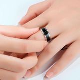 6 PCS Smart Temperature Ring Stainless Steel Personalized Temperature Display Couple Ring  Size: 7(Black)