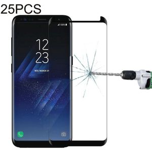 25 PCS For Galaxy S8 Plus / G955 0.26mm 9H Surface Hardness 3D Explosion-proof Non-full Edge Glue Screen Curved Case Friendly Tempered Glass Film (Black)