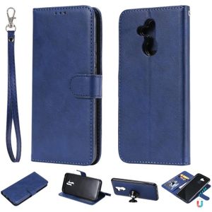 For Huawei Mate 20 Lite Solid Color Horizontal Flip Protective Case with Holder & Card Slots & Wallet & Photo Frame & Lanyard(Blue)