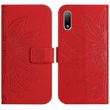 Voor Sony Xperia ACE II Skin Feel Sun Flower Pattern Flip Leather Phone Case met Lanyard (Rood)