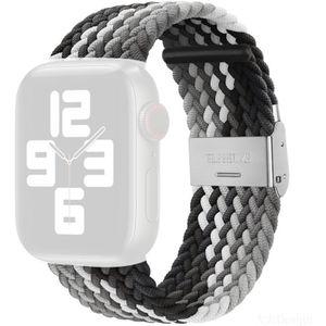 Gevlochten + roestvrijstalen vervanging horlogebanden voor Apple Watch Series 7 41mm / 6 & SE & 5 & 4 40mm / 3 & 2 & 1 38mm (zwarte kleur)