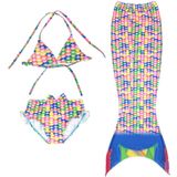 Girl Mermaid Tail 3 Pieces Swimmable Bikini Set Cute Swimsuit  Size: 120cm