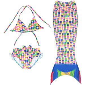 Girl Mermaid Tail 3 Pieces Swimmable Bikini Set Cute Swimsuit  Size: 120cm