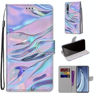 For Xiaomi Mi 10 Pro 5G Coloured Drawing Cross Texture Horizontal Flip PU Leather Case with Holder & Card Slots & Wallet & Lanyard(Fluorescent Water Texture)