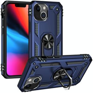 Shockproof TPU + PC Protective Case with 360 Degree Rotating Holder For iPhone 13(Blue)