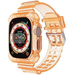 Voor Apple Watch Ultra 49mm Glacier Transparante TPU Geïntegreerde Watch Band (Oranje)