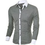 Casual business mannen jurk lange mouwen katoen stijlvolle sociale shirts  size:l (grijs)