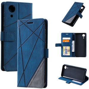 For Samsung Galaxy A03 Core Skin Feel Splicing Leather Phone Case(Blue)
