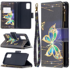 For Samsung Galaxy A02s (EU Version) Colored Drawing Pattern Zipper Horizontal Flip Leather Case with Holder & Card Slots & Wallet(Big Butterfly)