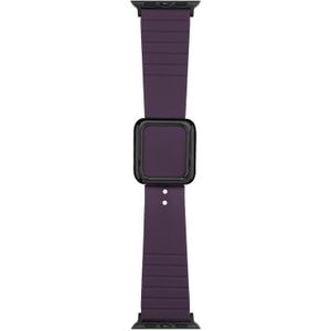 Zwarte vierkante gesp siliconen horlogeband voor Apple Watch Series 7 45 mm / 6 & SE & 5 & 4 44 mm / 3 & 2 & 1 42 mm (Crimson Cherry)