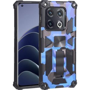 Voor OnePlus 10 Pro Camouflage Armor Shockproof TPU + PC Magnetic Protective Phone Case met houder