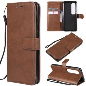 For Xiaomi Mi 10 Ultra Solid Color Horizontal Flip Protective Leather Case with Holder & Card Slots & Wallet & Photo Frame & Lanyard(Brown)