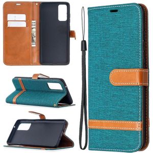 For Samsung Galaxy S20 FE 5G / S20 Lite Color Matching Denim Texture Horizontal Flip Leather Case with Holder & Card Slots & Wallet & Lanyard(Green)