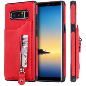 For Galaxy Note 8 Solid Color Double Buckle Zipper Shockproof Protective Case(Red)