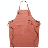 Household Denim Apron Barista Floral Tea Shop Barber Work Clothes  Specification: for Children 47cm(Brick Color)