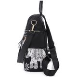 Fashion Elephant Pattern Oxford Cloth Shoulder Bag Ladies Handbag Multi-function Messenger Bag (Black)