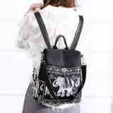 Fashion Elephant Pattern Oxford Cloth Shoulder Bag Ladies Handbag Multi-function Messenger Bag (Black)