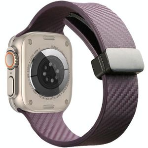 Voor Apple Watch 7 41 mm koolstofvezelpatroon magnetische gesp siliconen horlogeband