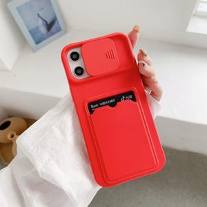 Sliding Camera Cover Design TPU Protective Case With Card Slot & Neck Lanyard For iPhone 11 Pro(Red)