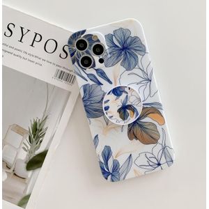 Voor iPhone 12 Pro Max Frosted Flowers Patroon IMD TPU-zaak met vouwbare houder