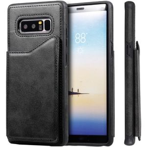 For Galaxy Note 8 Shockproof Calf Texture Protective Case with Holder & Card Slots & Frame(Black)