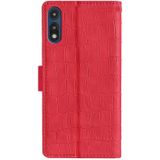 For Motorola Moto E 2020 Skin Feel Crocodile Texture Magnetic Clasp Horizontal Flip PU Leather Case with Holder & Card Slots & Wallet(Red)