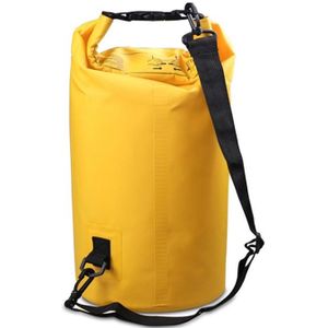 Outdoor Waterproof Double Shoulder Bag Dry Sack PVC Barrel Bag  Capacity: 20L (Yellow)