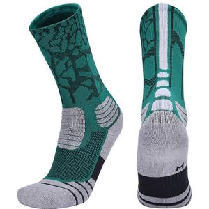 2 paar lengte buis basketbal sokken boksen roller schaatsen rijden sport sokken  maat: L 39-42 yards (groen wit)