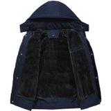 Men Winter Thick Fleece Down Jacket Hooded Coats Casual Thick Down Parka Male Slim Casual Cotton-Padded Coats  Size: XL(Navy Blue)