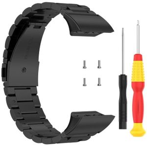 For Garmin Forerunner 35 / 30 Universal Three Beads Stainless Steel Replacement Wrist Strap Watchband(Black)