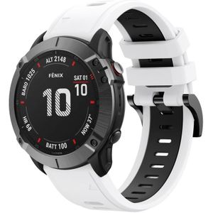 Voor Garmin Fenix 6X Pro 26mm tweekleurige sport siliconen horlogeband (wit + zwart)