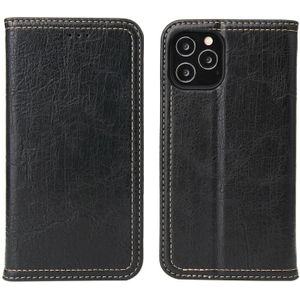 For iPhone 12 Pro Max Fierre Shann Retro Tree Bark Texture PU Magnetic Horizontal Flip Leather Case with Holder & Card Slots & Wallet(Black)