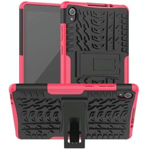 For Lenovo Tab M8 (2020) TB-8705F 8.0 inch Tire Texture Shockproof TPU+PC Protective Case with Holder(Pink)
