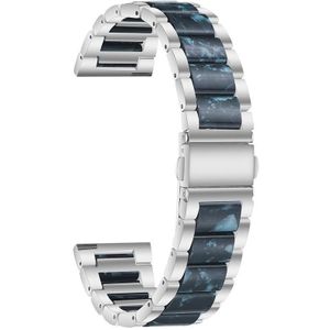 Voor Huawei Horloge 3/3 Pro / Garmin Venu 2 22mm Universele Drie-Kralen Roestvrij staal + Hars Vervanging Strap Watchband (Silver + Ink)