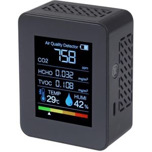 TVOC1 Portable CO2 Air Quality Formaldehyde Carbon Dioxide Detector Indoor Temperature Hygrometer with LED Digital Display(Black)