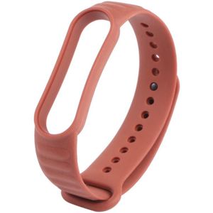 For Xiaomi Mi Band 6 / 5 Universal Silicone Leather Texture Replacement Strap Watchband(Light Brown)
