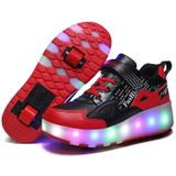 E68 Tweewielige kinderen schaatsen schoenen oplaadbare lichte wielschoenen  grootte: 36 (zwart en rood)