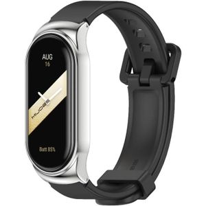 Voor Xiaomi Mi Band 8 Mijobs CS Case Siliconen horlogeband (zwart zilver)